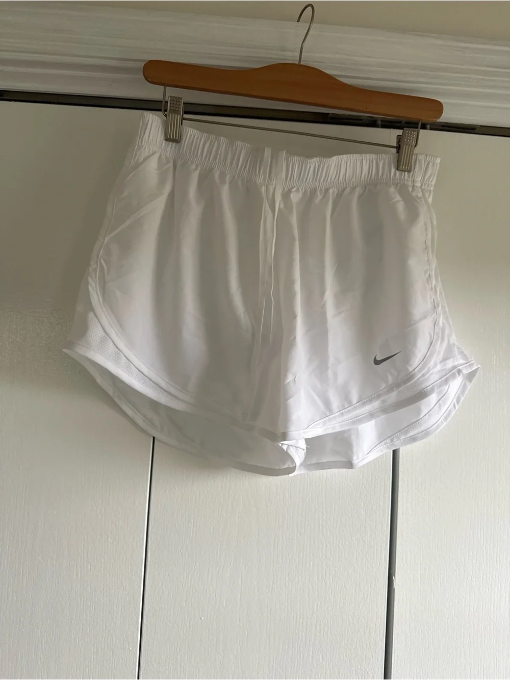 Nike Women's White Athletic Running Shorts with Swoosh